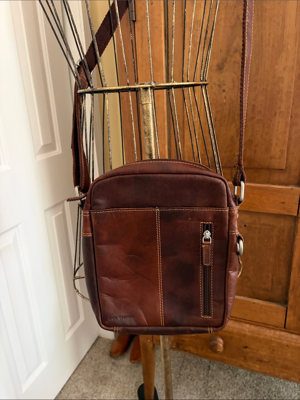 Jack Georges Brown Leather Crossbody Bag